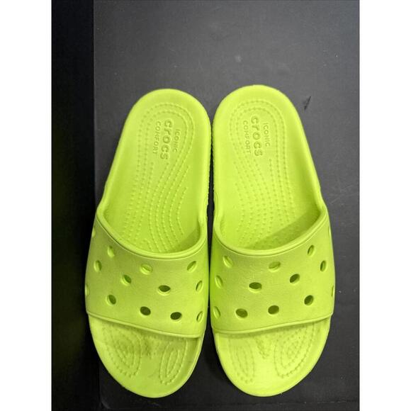 Crocs Kid's Classic Slide Sandals Limeade Green J2 Waterproof Outdoor Swim Shoes - Picture 2 of 7